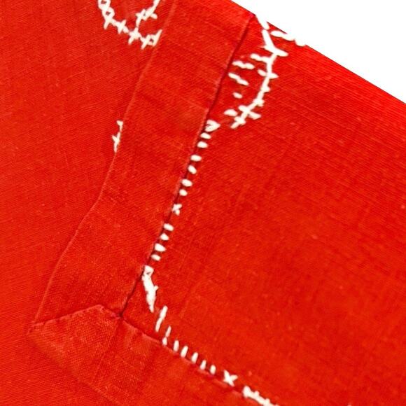 Vintage Red Christmas Tablecloth Scandinavian Folk Embroidery 37x35 - Picture 2 of 7